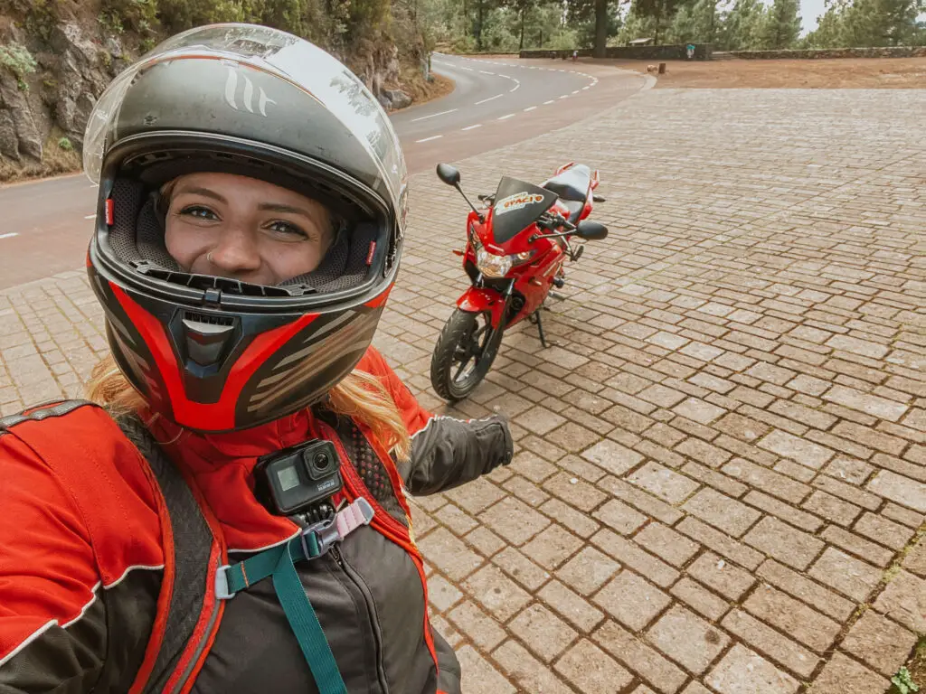 girl with motorcycle tenerife