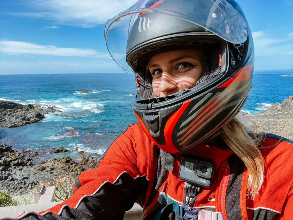 girl in helmet tenerife