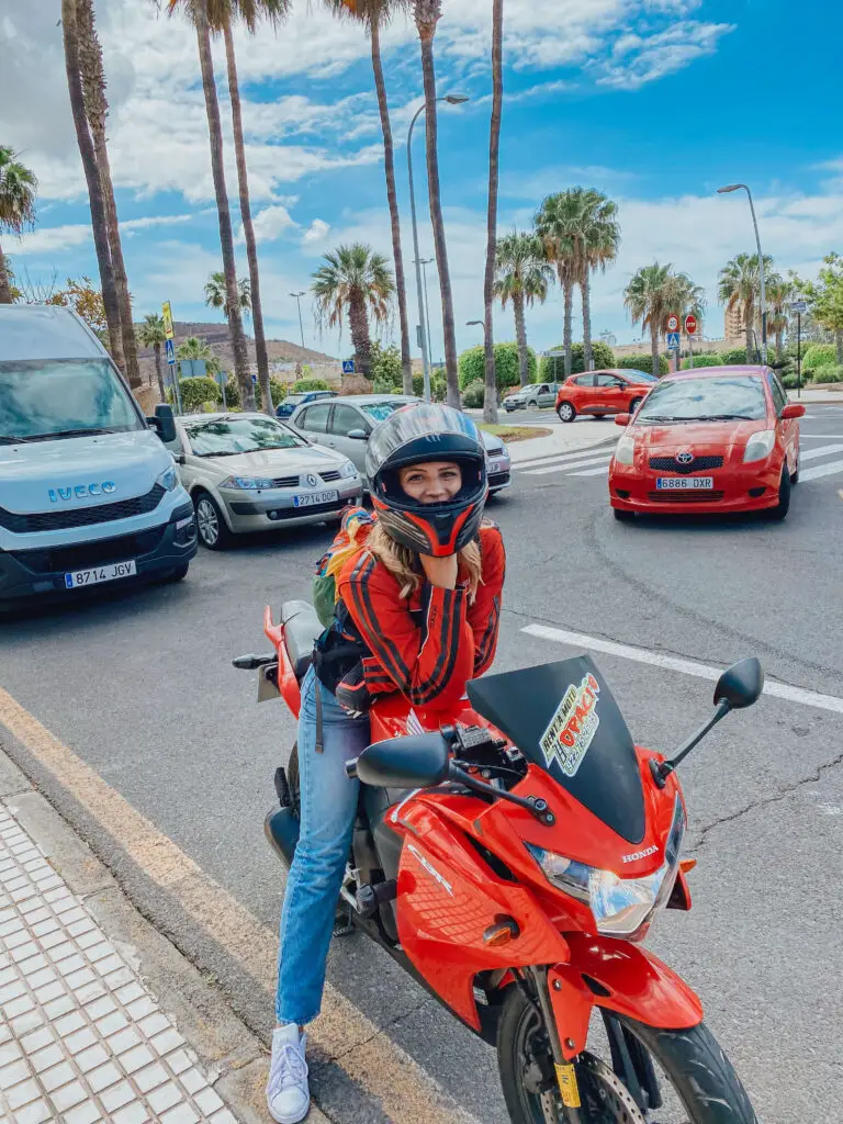 girl on motorbike tenerife