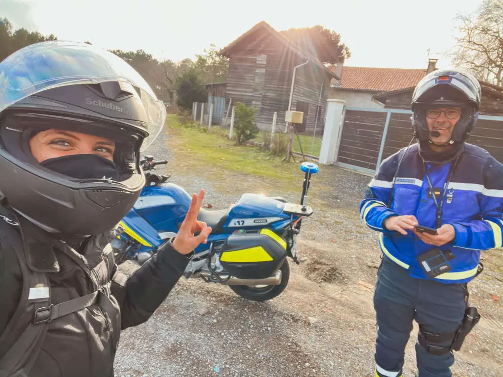 pulled over on a motorcycle by French police