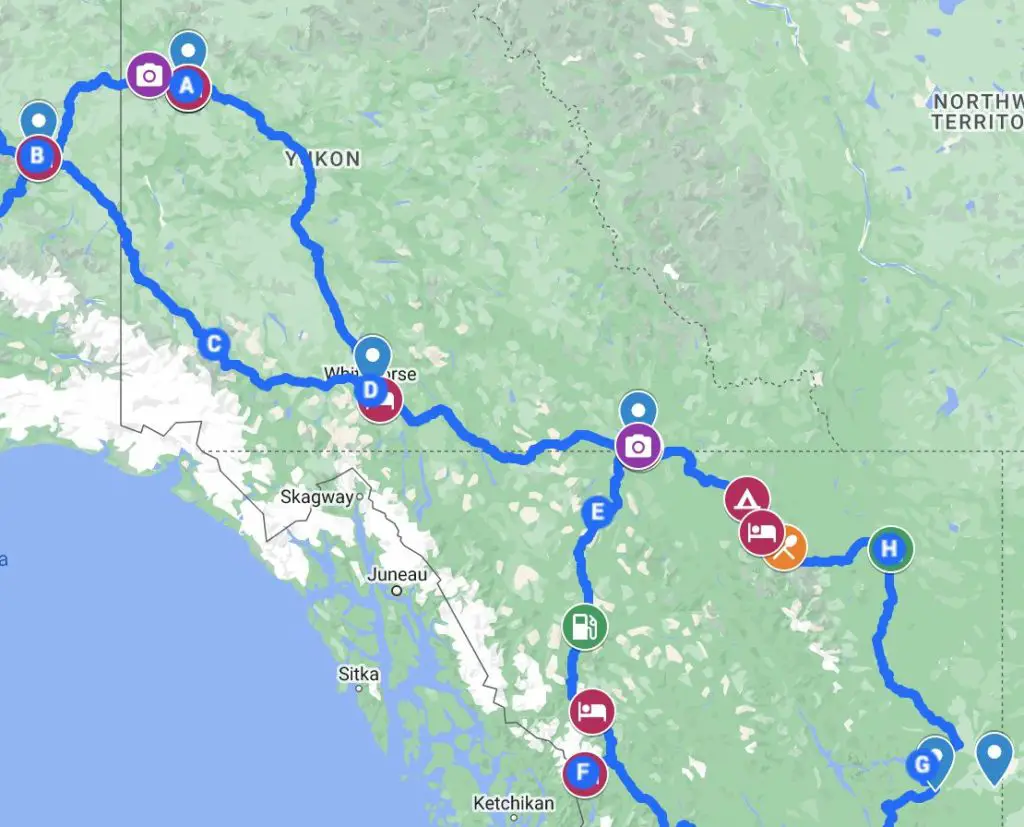 map of the alcan highway route